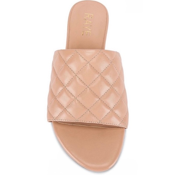 NEW RAYE REVOLVE BEIGE QUILTED SLIP-ON SANDALS - Picture 10 of 12